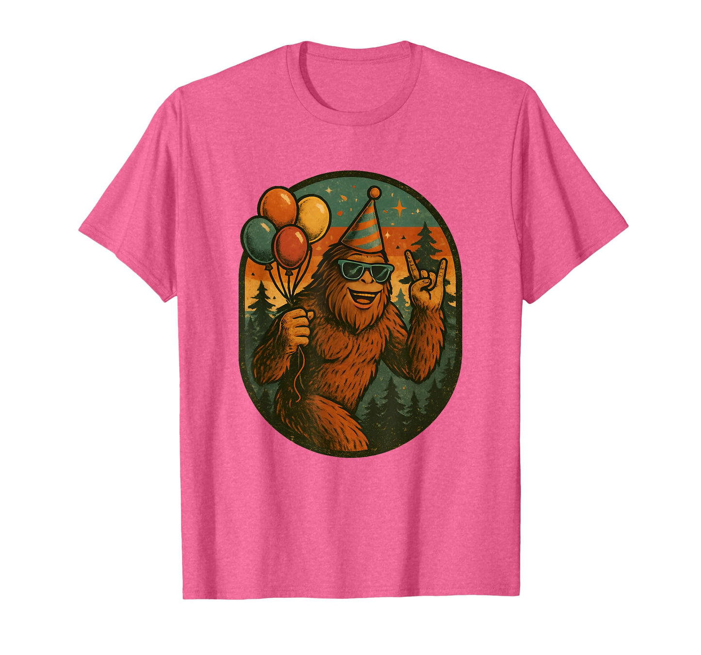 Bigfoot Party Vibes Birthday Balloons Forest Fun T-Shirt