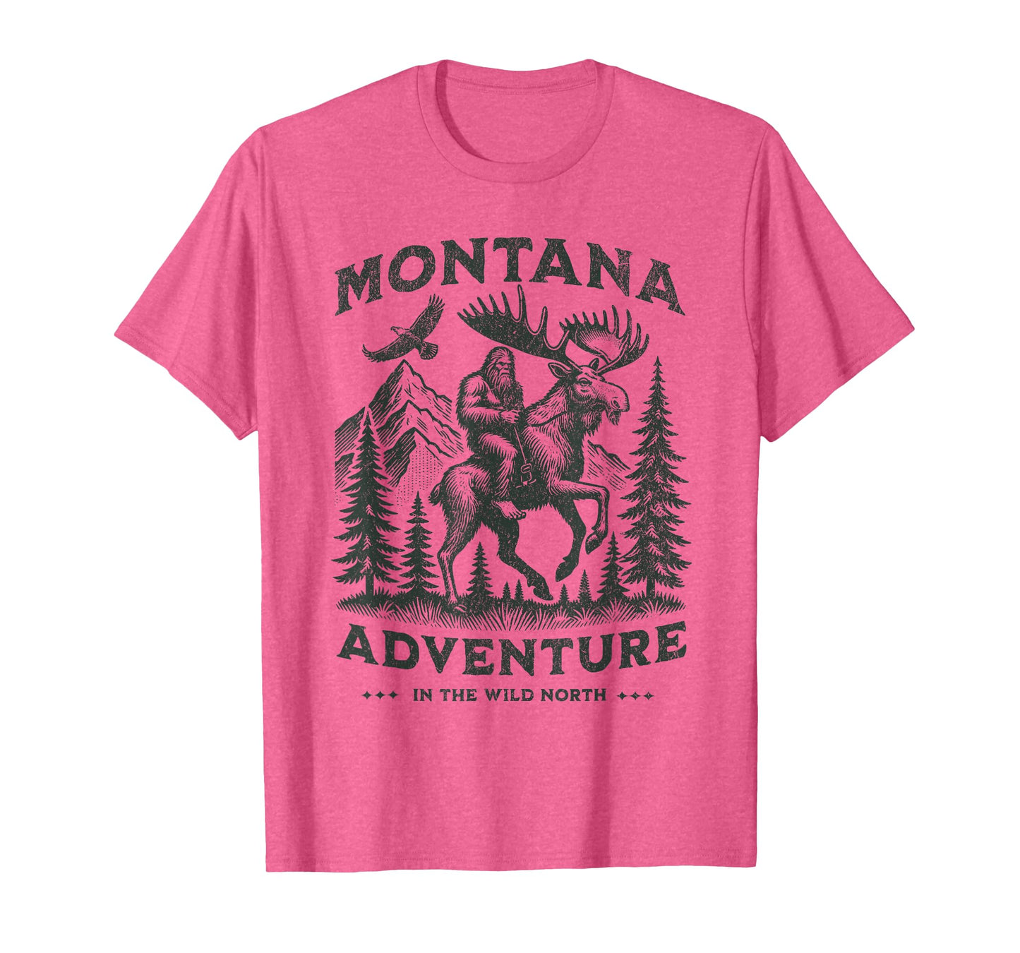 Montana and a Bigfoot And A Moose, Funny Montana Sasquatch T-Shirt