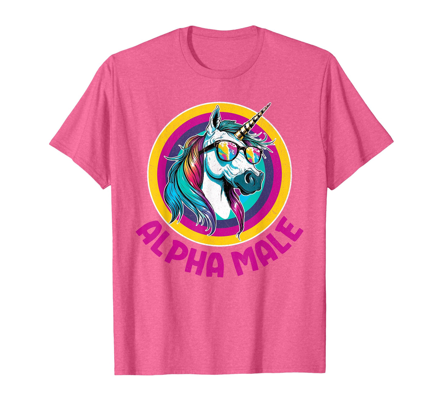 Alpha Male Rainbow Unicorn Funny Ironic Rude Humor Retro T-Shirt
