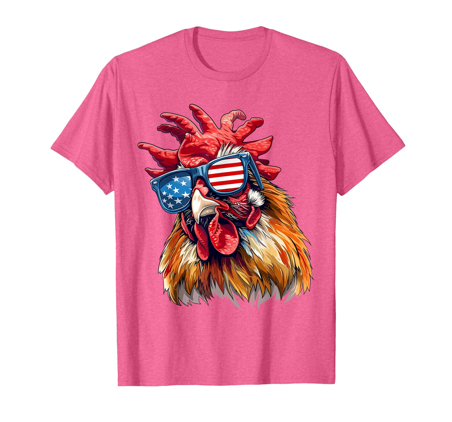 Chicken USA Flag Funny Chicken Lovers Mom Dad 4th of July Women Kids Men T-Shirt