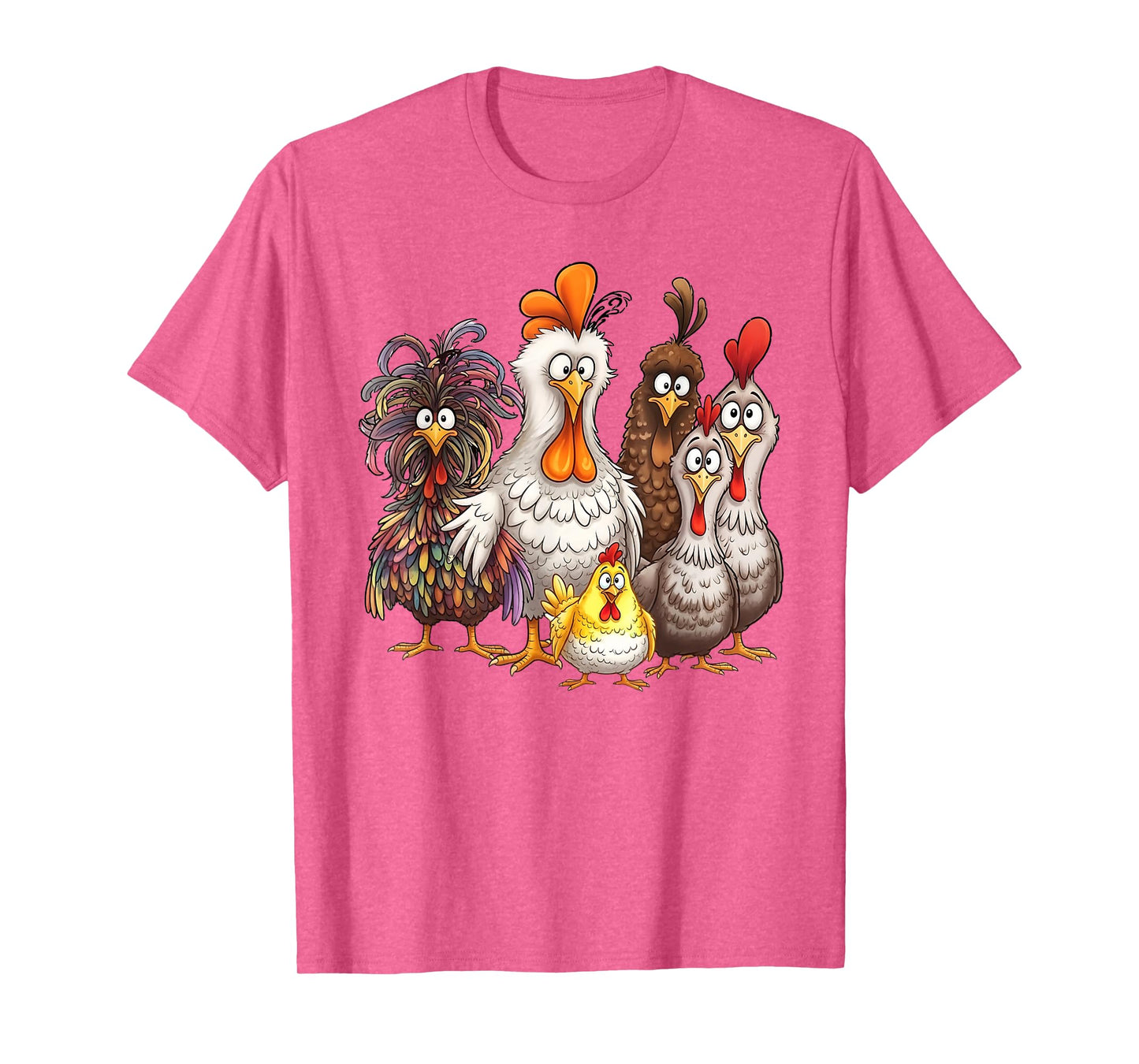 Funny Colorful Chicken Family Thanksgiving Cartoon Design T-Shirt