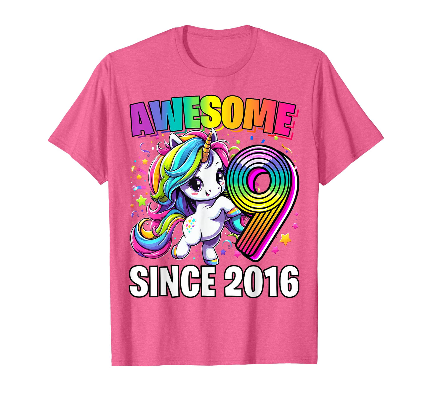Unicorn 9th Birthday 9 Year Old Unicorn Party Girls Outfit T-Shirt