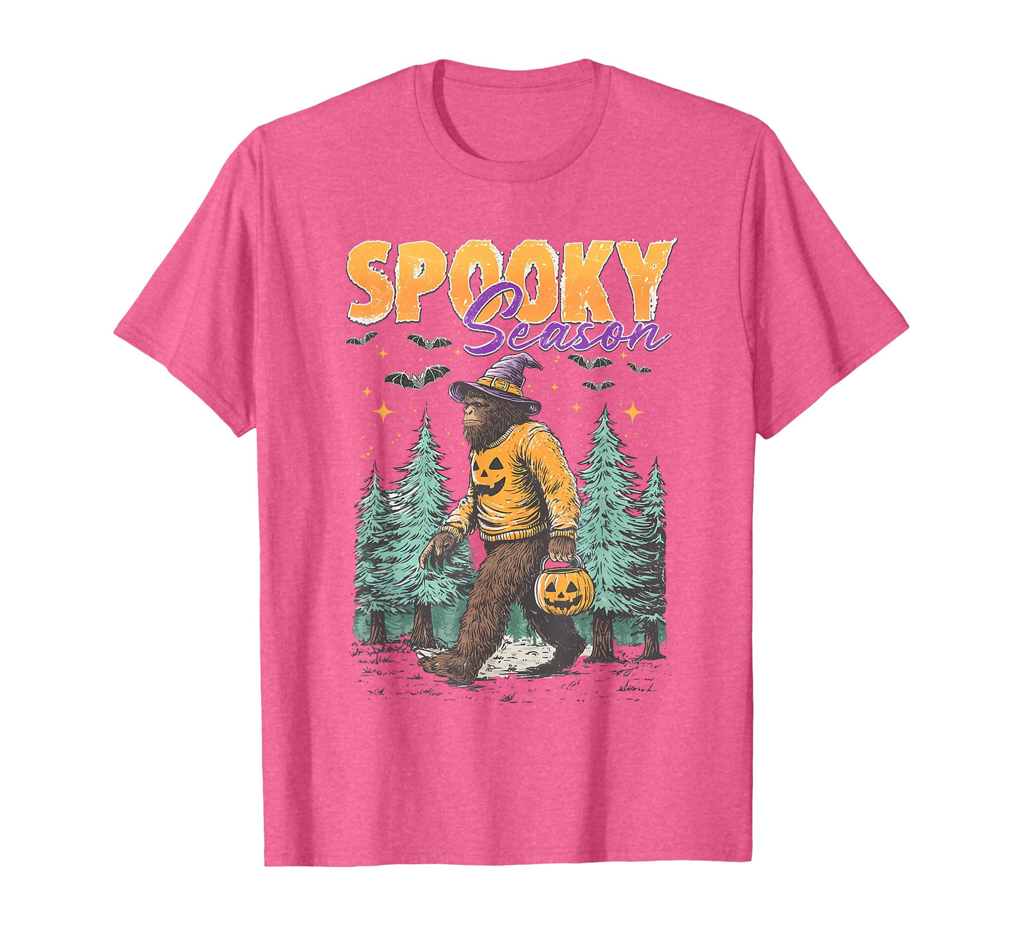 Retro Spooky Season Halloween Pumpkin Bigfoot Men Women Kids T-Shirt