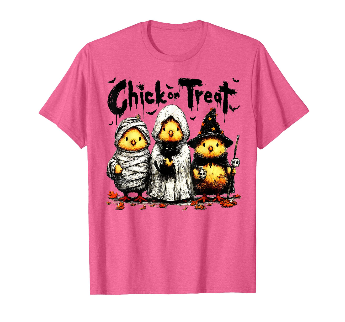 Horror Funny Chick Or Treat Chickens Ghost Witchy Halloween T-Shirt