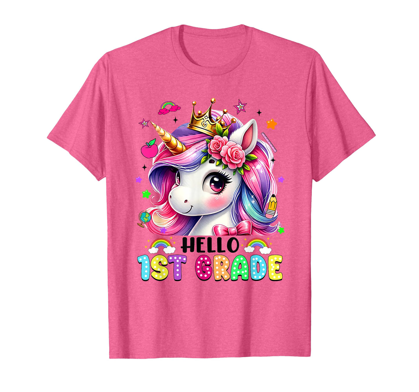 Hello 1st Grade Unicorn First Day Of School Outfits Girls T-Shirt