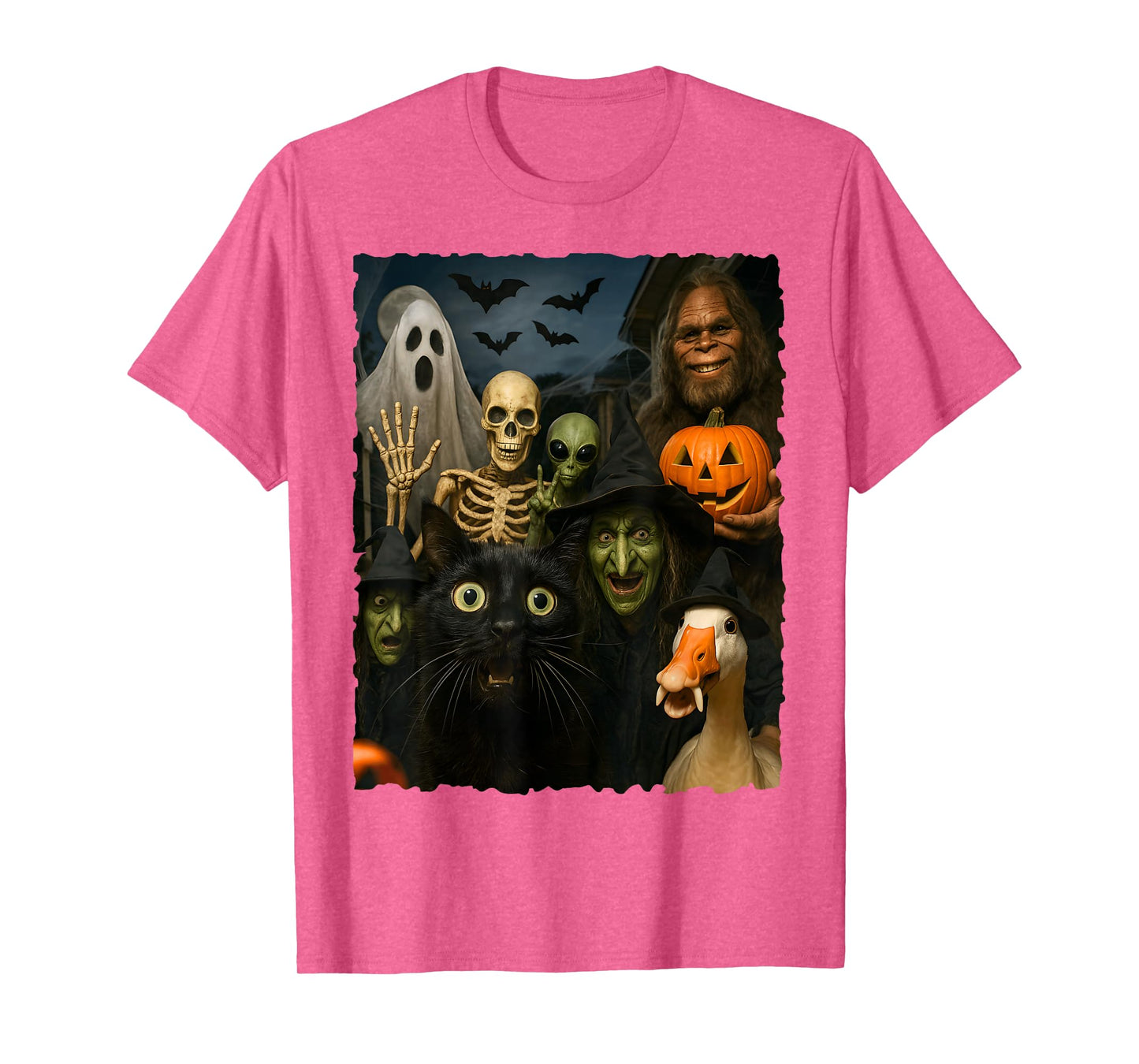 Ghost Bats Goose Bigfoot Alien Funny Cat Skeleton Witch 2025 T-Shirt
