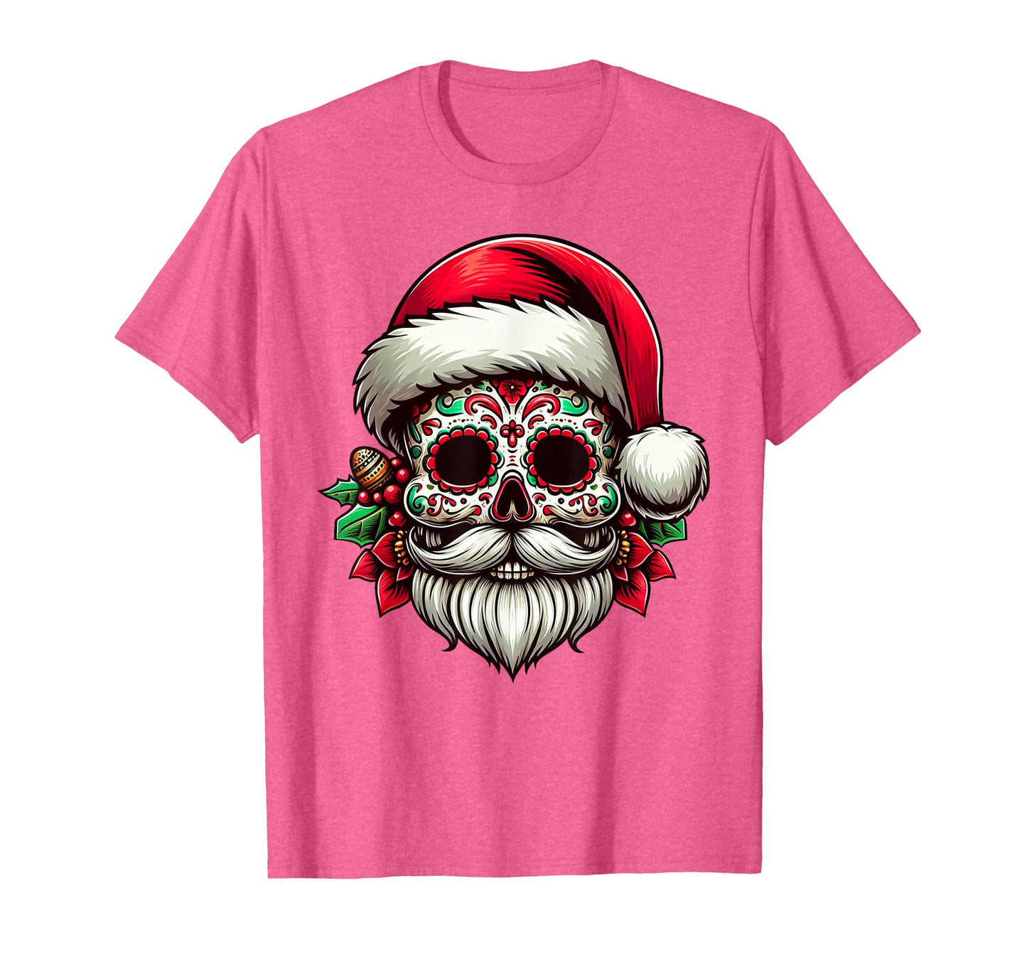 Sugar Skull Santa Mexico Calavera Xmas Dia De Los Muertos T-Shirt