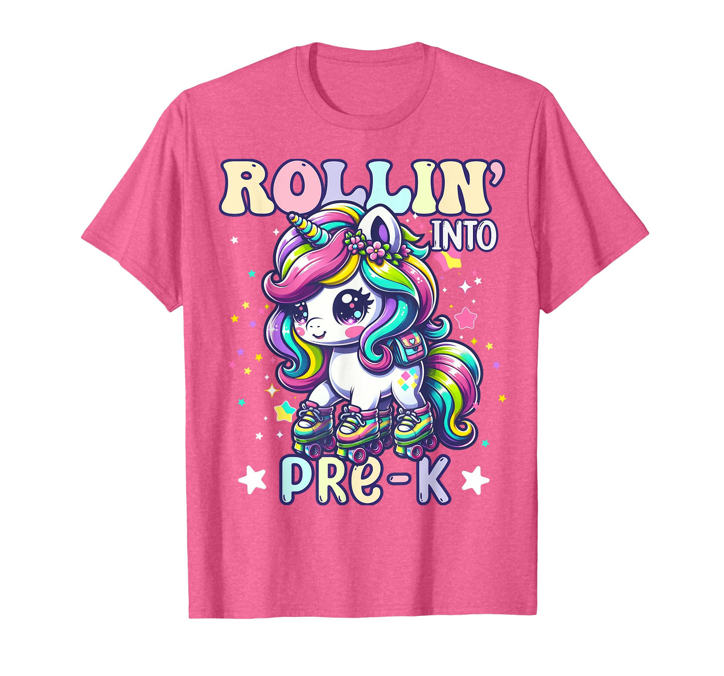 Pre-K Back To School First Day Girl Preschool Rollin Unicorn T-Shirt