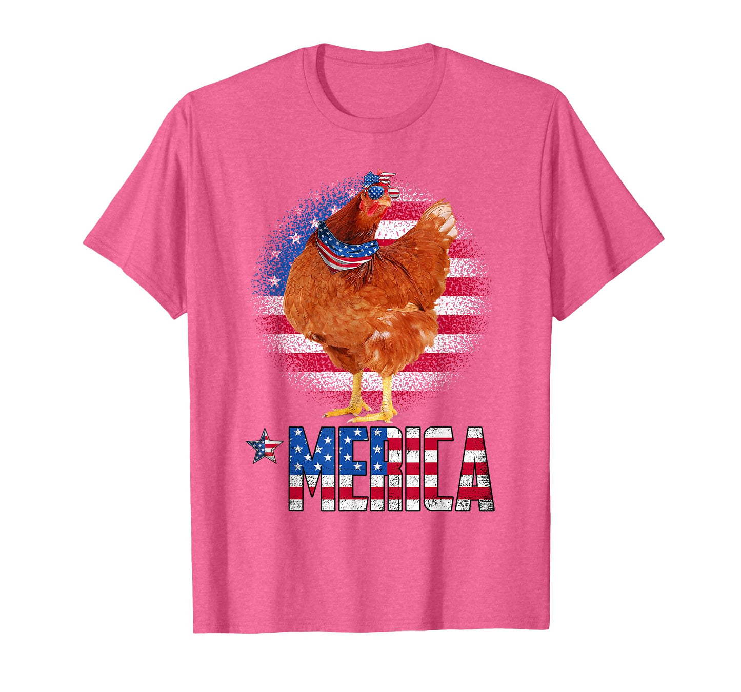 Retro Merica Chicken USA Flag Sunglasses & Bandana July 4th Women Kids Men T-Shirt