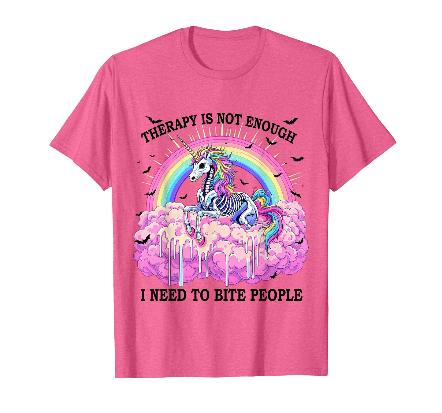 Therapy Isn't Enough I Need To Bite People Skeleton Unicorn T-Shirt