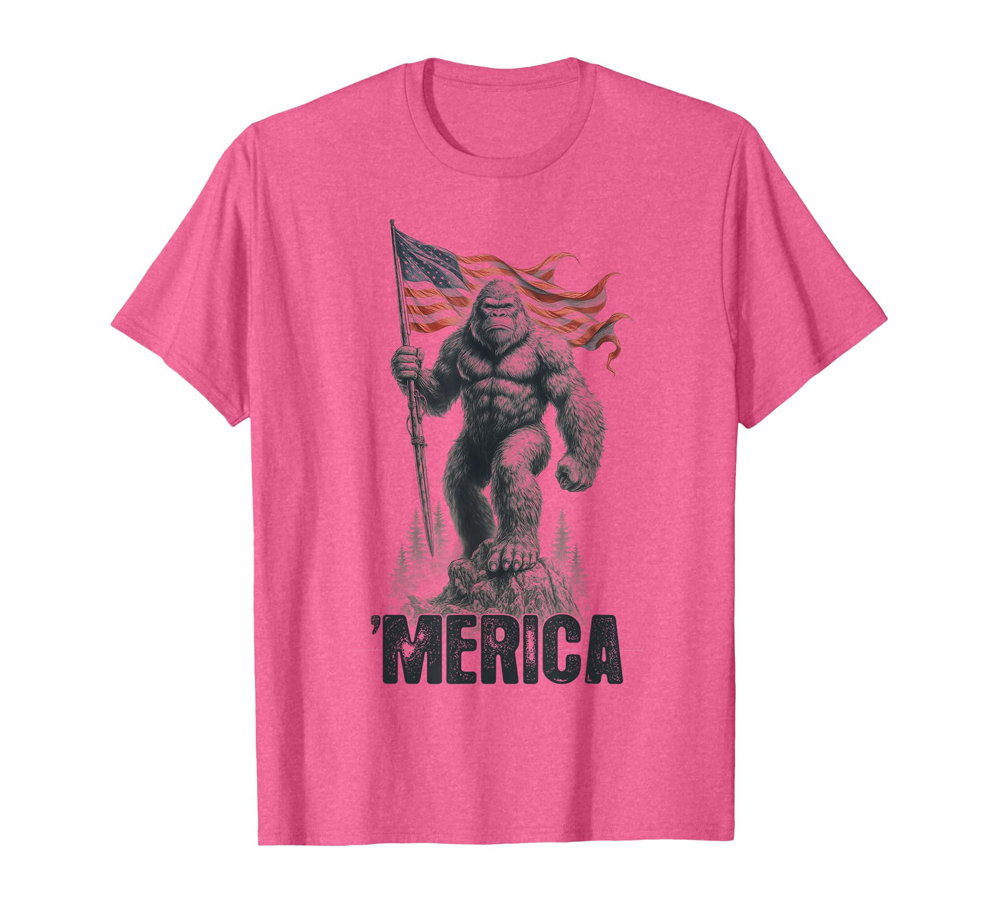 Patriotic Sasquatch American Flag - Legendary Bigfoot Merica T-Shirt