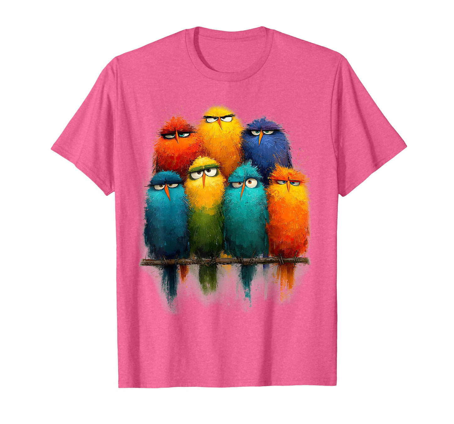 Funny Colorful Bird Art Crazy Birds Family T-Shirt