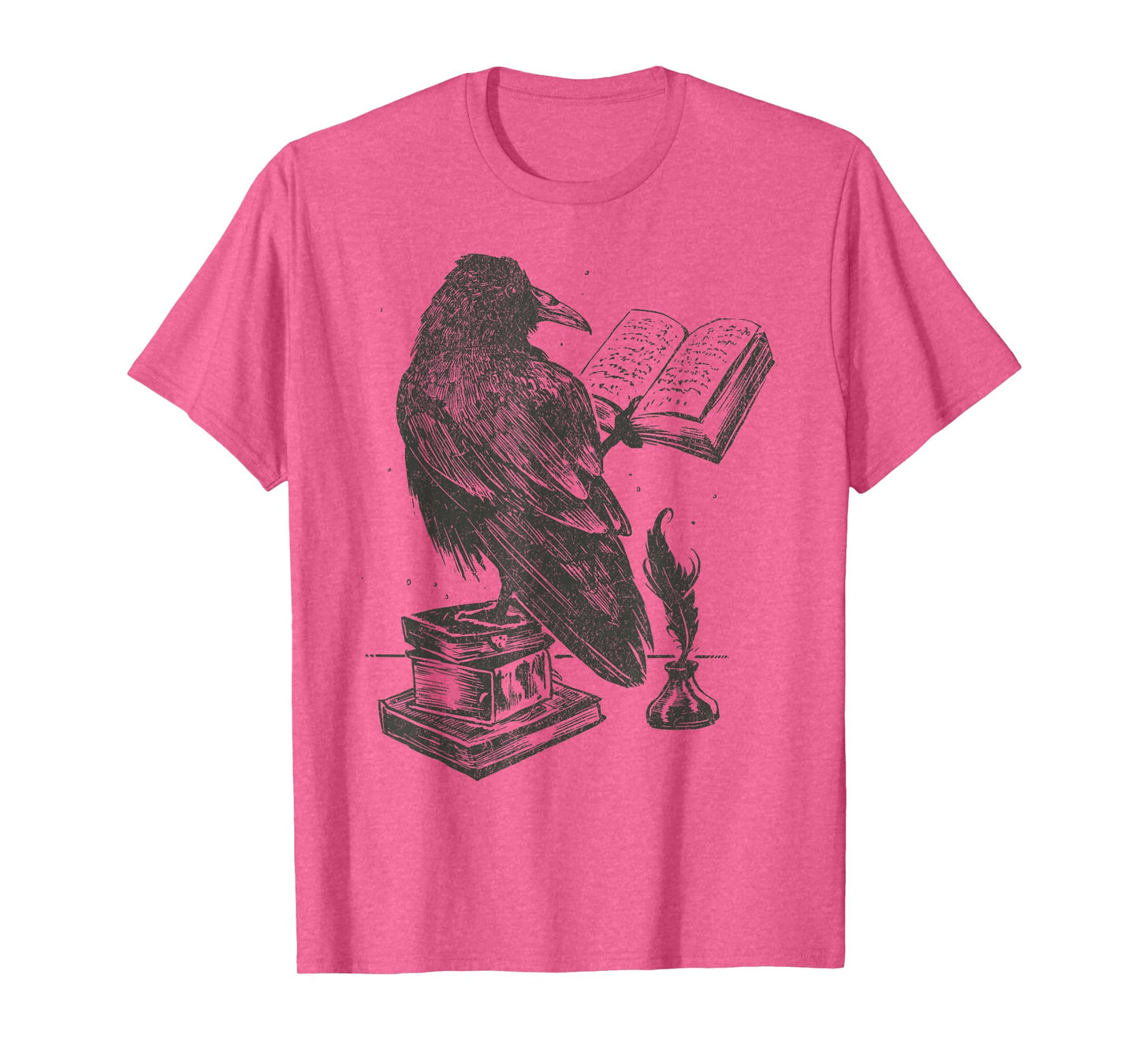 Raven Crow Reading a Magic Book Wizard Animal Bird Reader T-Shirt