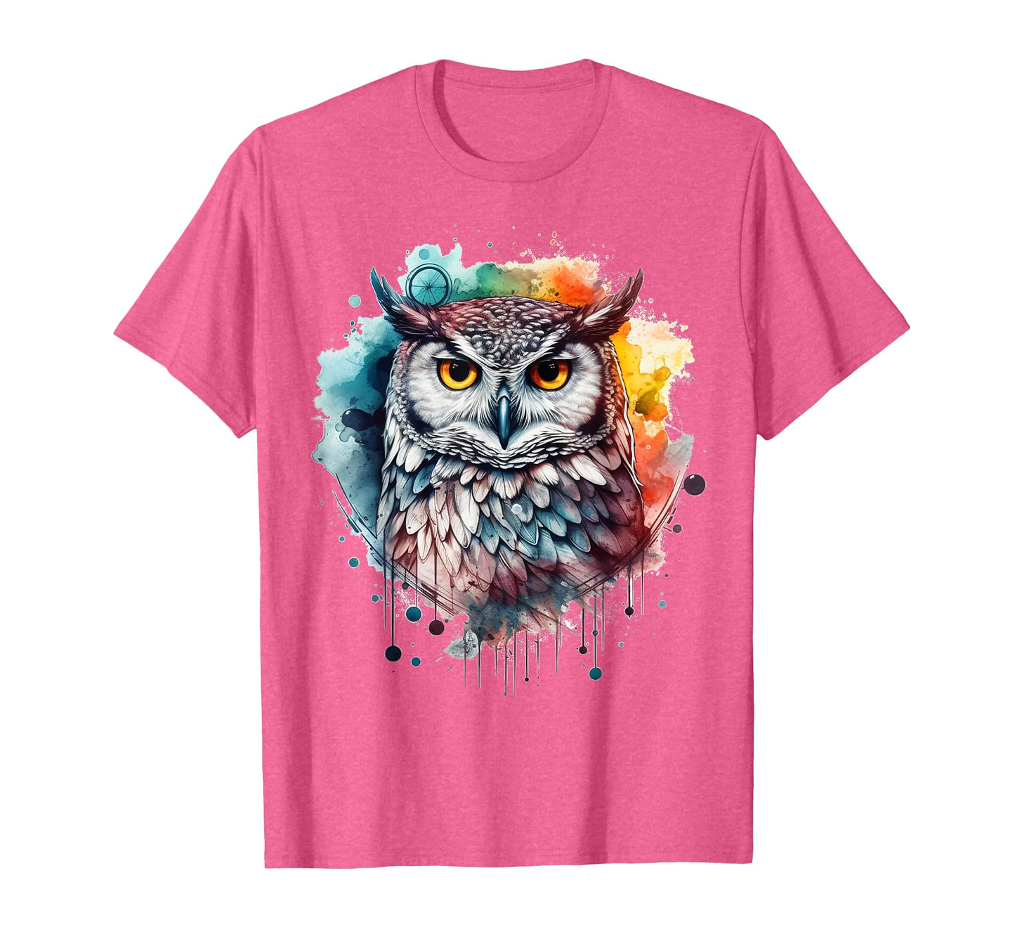Owl artwork, colourful animal lovers, bird art, animal owl T-Shirt