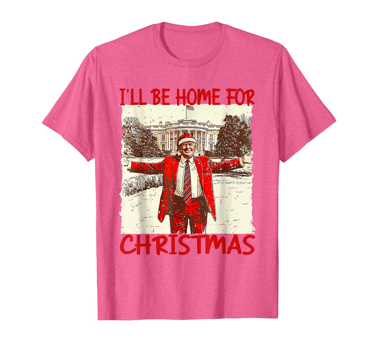 I'll Be Home For Christmas Santa Funny Trump Xmas T-Shirt - Unisex-Adults, Kids - Grey - Small - Short Sleeve - T-Shirt - Novelty