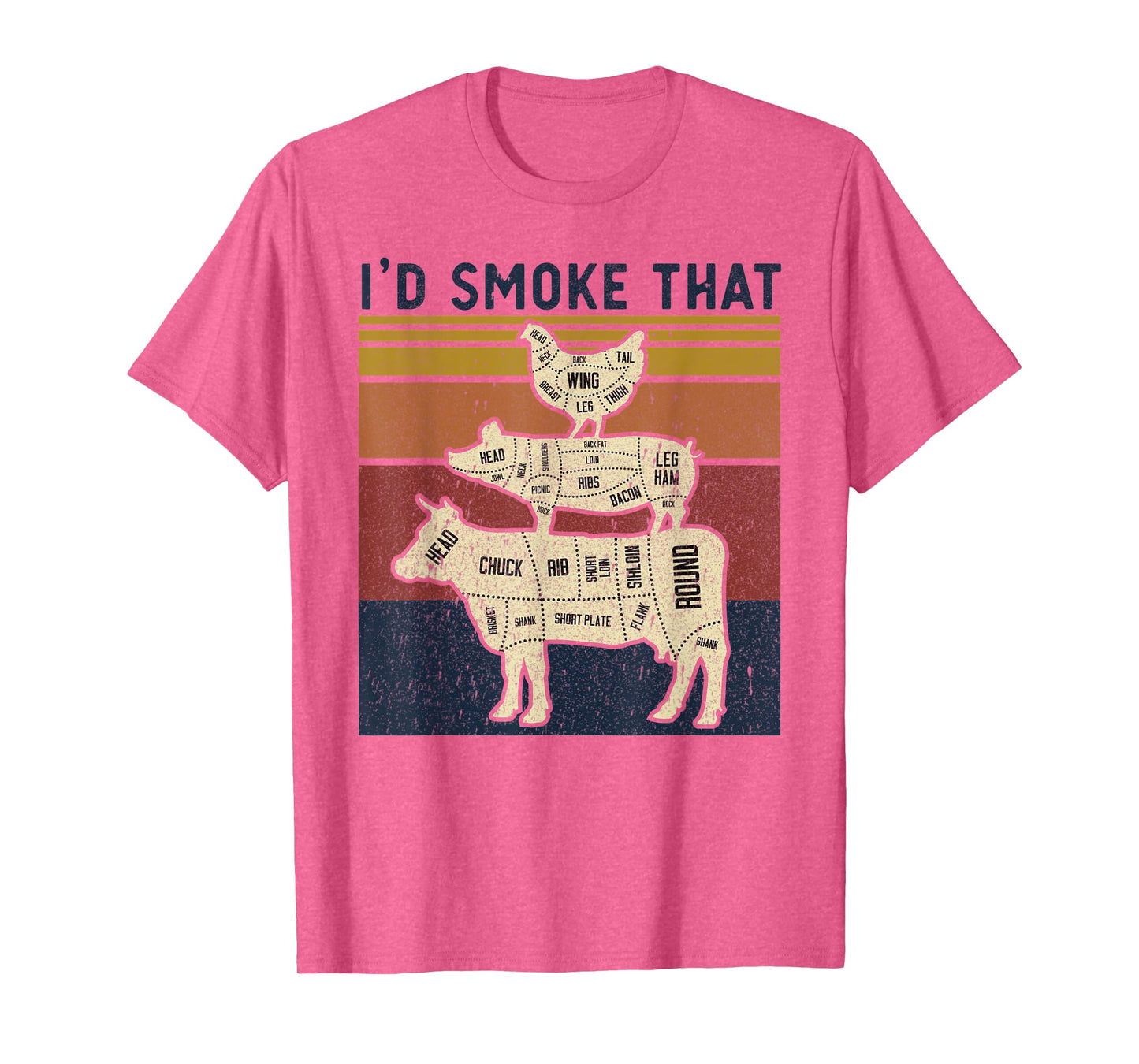 I'd Smoke That Beef Pork Chicken Butcher Cut Funny Grilling T-Shirt