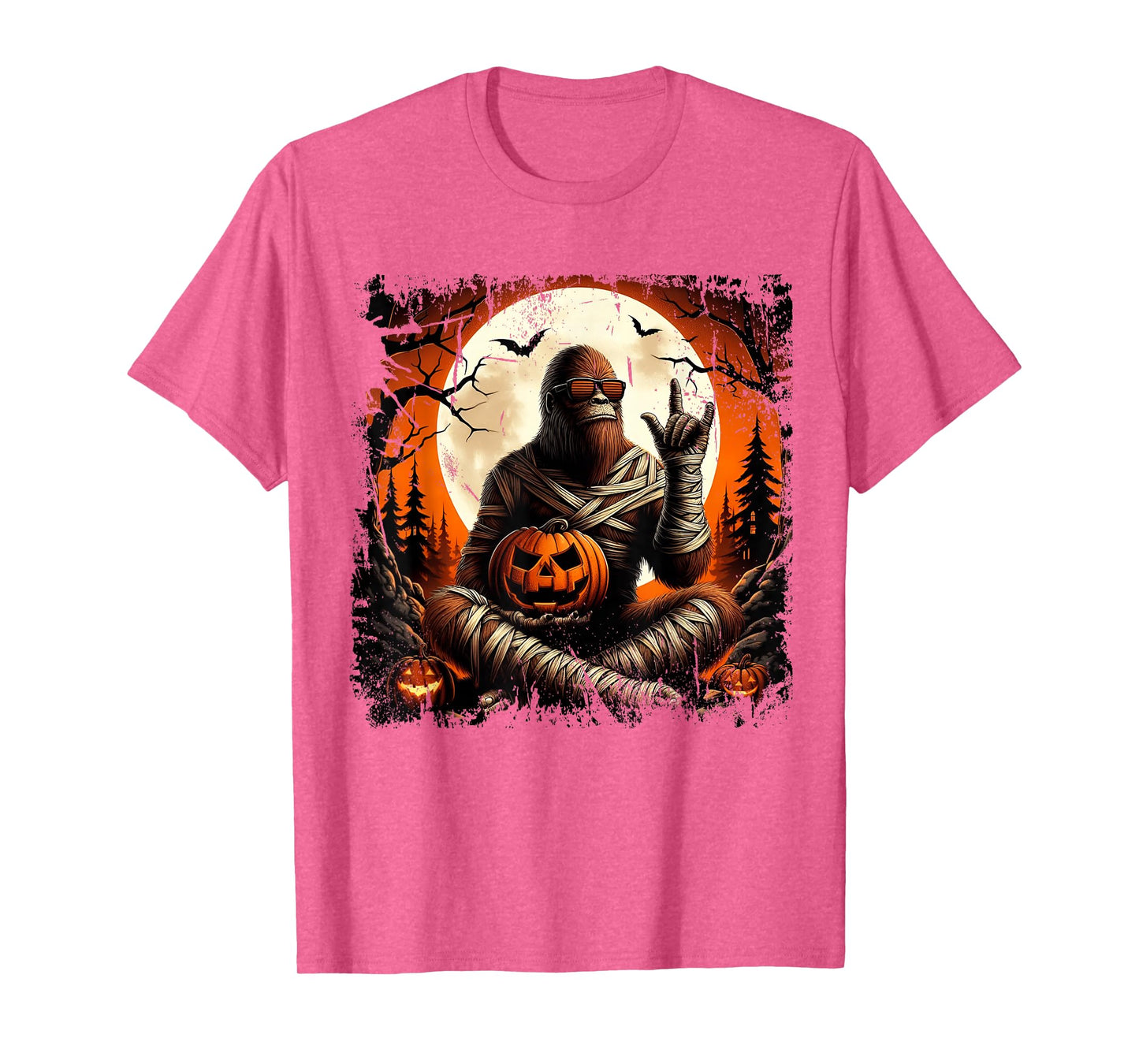 Spooky Sasquatch Bigfoot Mummy Halloween Jack O Lantern Mens T-Shirt
