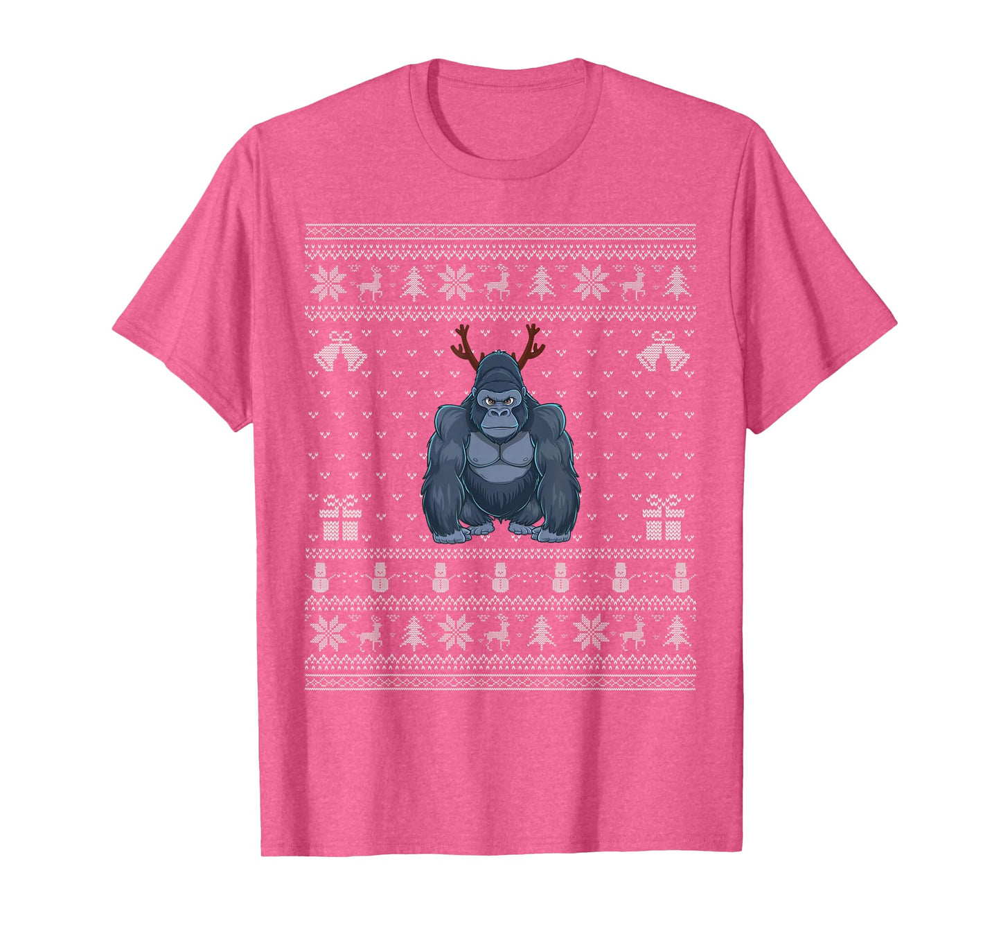 Ugly Xmas Sweater Style Gorilla Reindeer Christmas T-Shirt