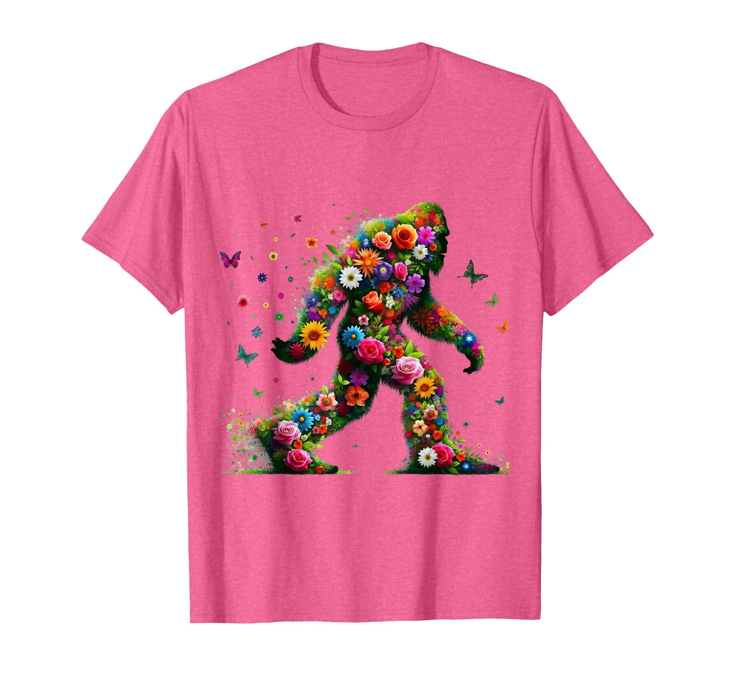 Floral Bigfoot Colorful Flower Power Hippie Sasquatch Art T-Shirt