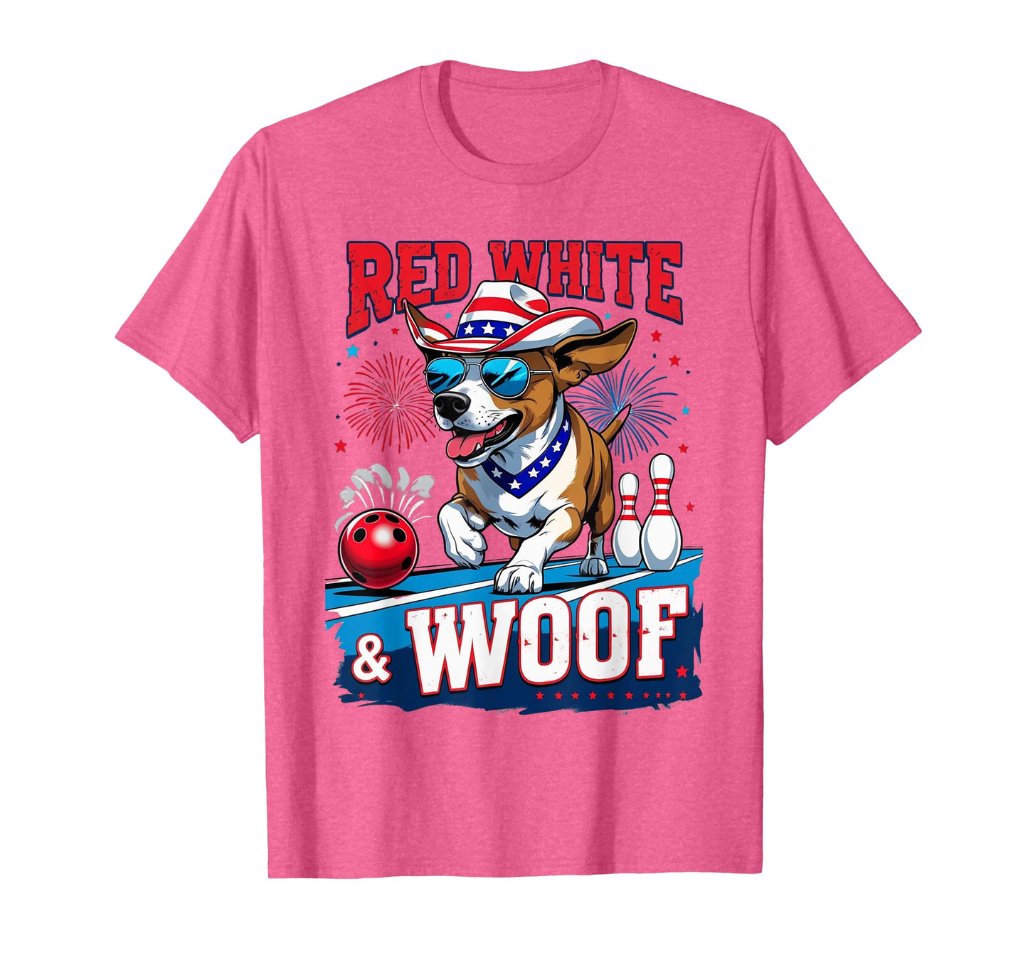 Red White And Woof 4th of July Patriotic Dog Bowling July T-Shirt