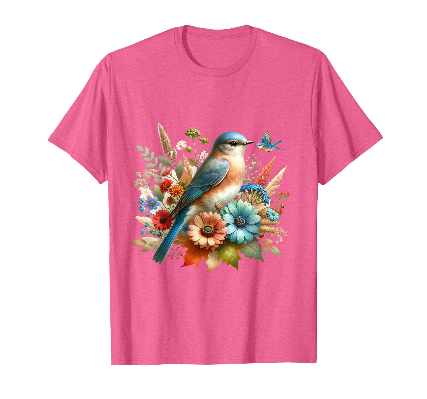 Eastern Bluebird Vintage Floral Autumn Bird T-Shirt