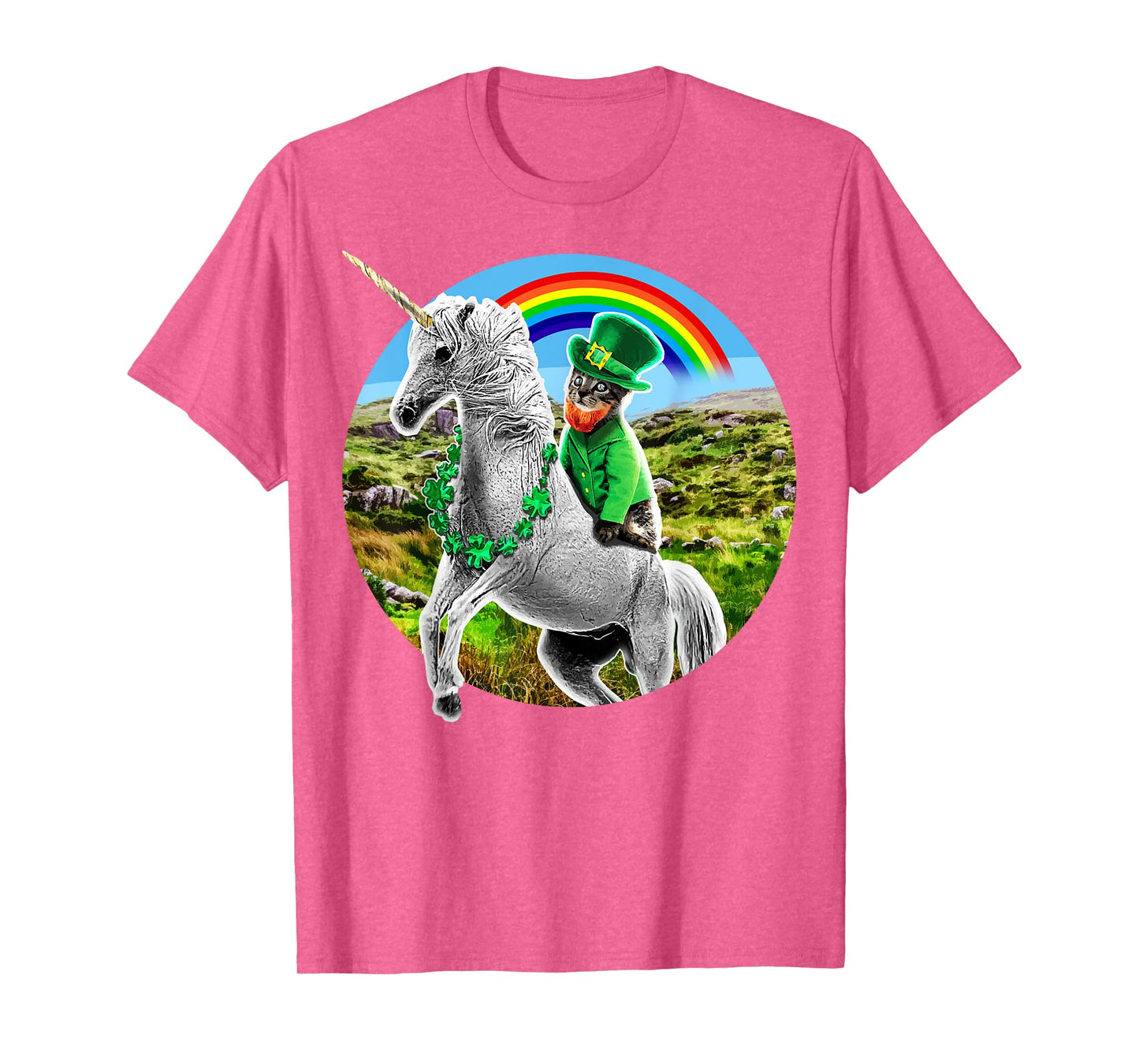 St. Patricks Day Unicorn Rainbow Leprechaun Cat Shirt Gift T-Shirt