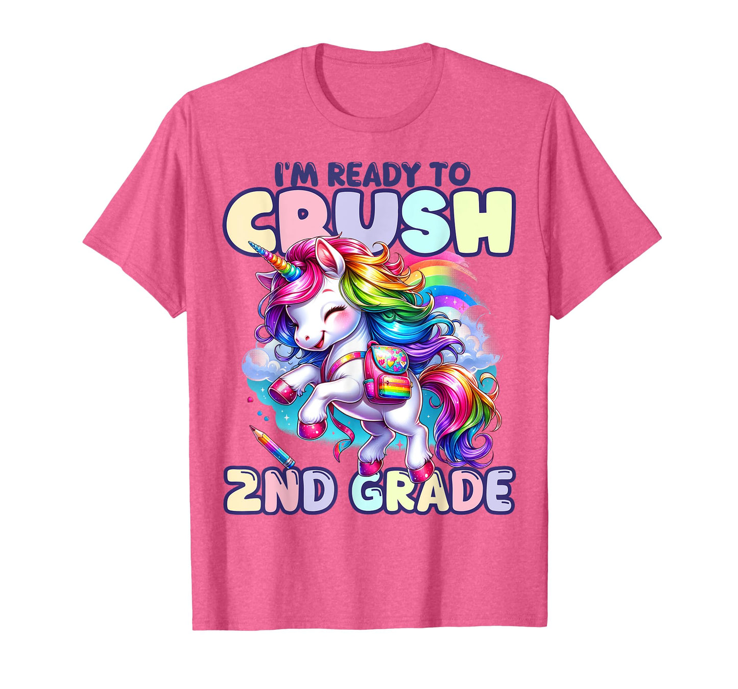 Crush 2nd Grade Girls Back to School Unicorn First Day Cute T-Shirt
