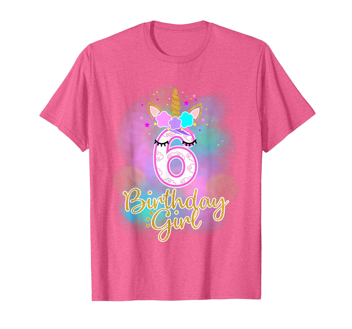 6th Unicorn Birthday girl t-shirt six years old party gift T-Shirt