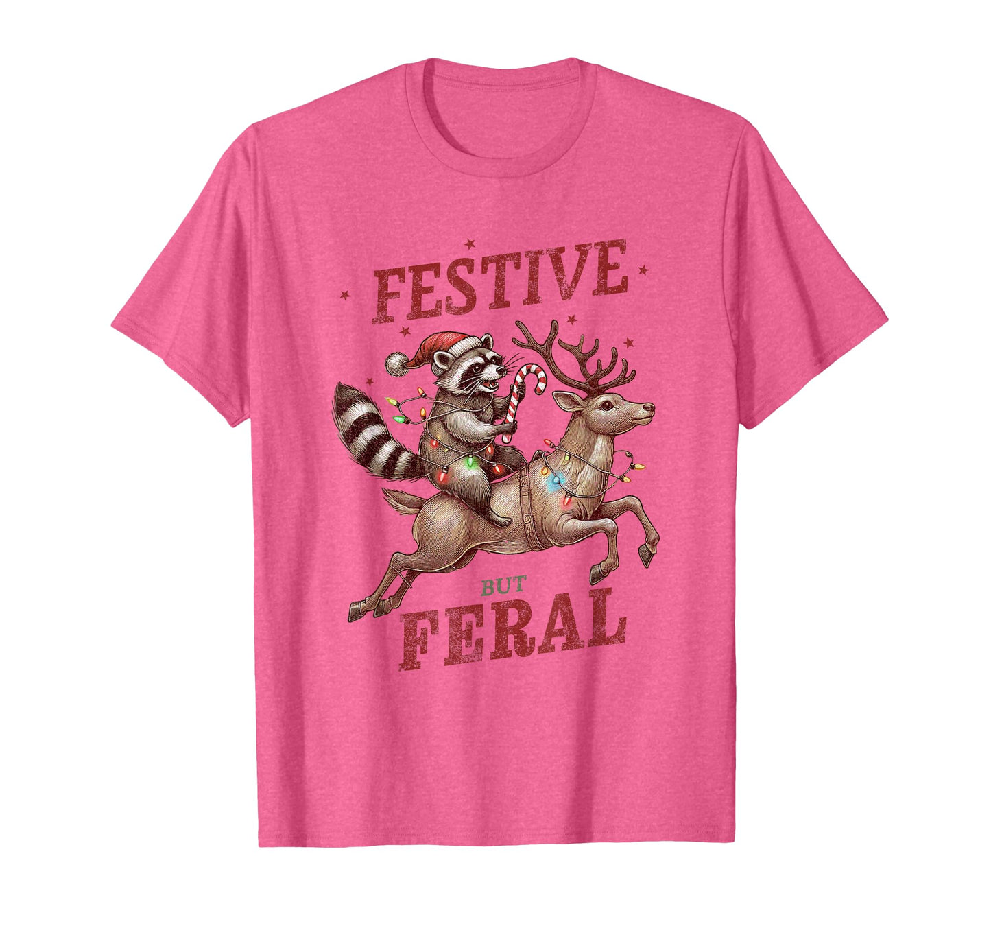 Festive But Feral Xmas Christmas Raccoon T-Shirt
