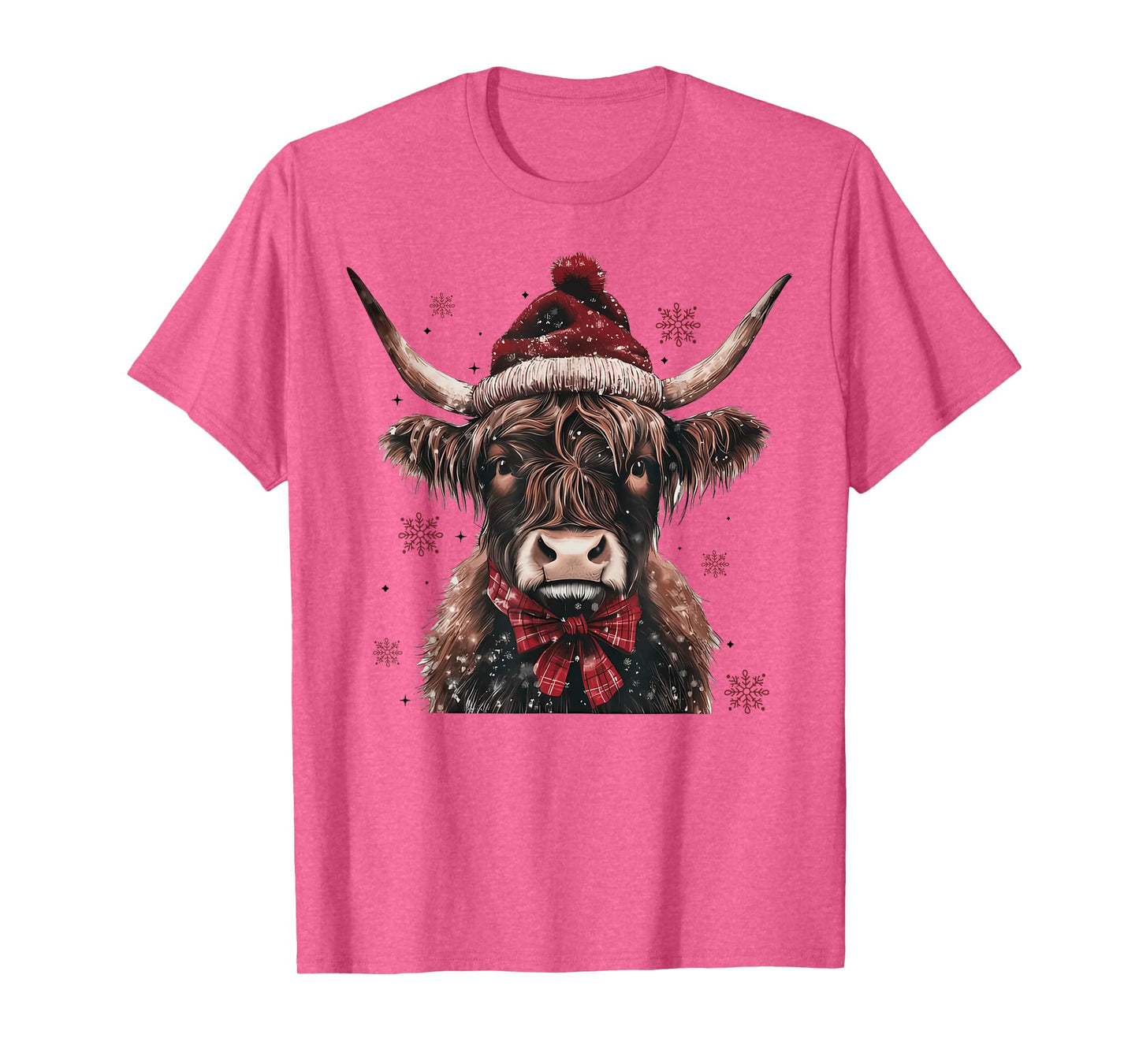 Mooey Christmas Western Highland Cow Lover Santa Hst Retro T-Shirt