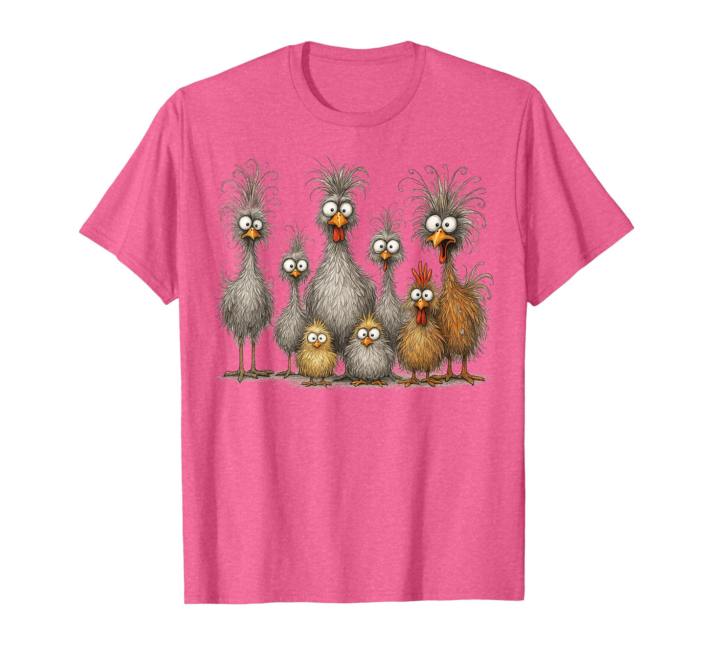 Eagerlys Colorful Funny Chicken Art, Crazy Chicken Family T-Shirt