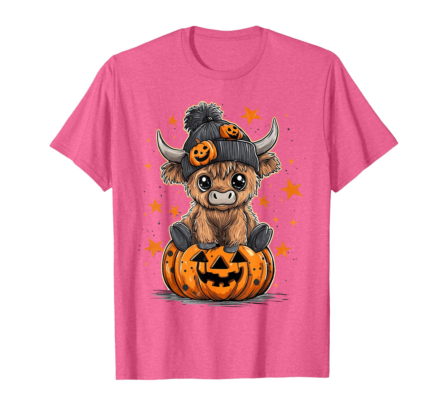 Cute Pumpkin Highland Cow Halloween Cow Lover Boy Girl T-Shirt