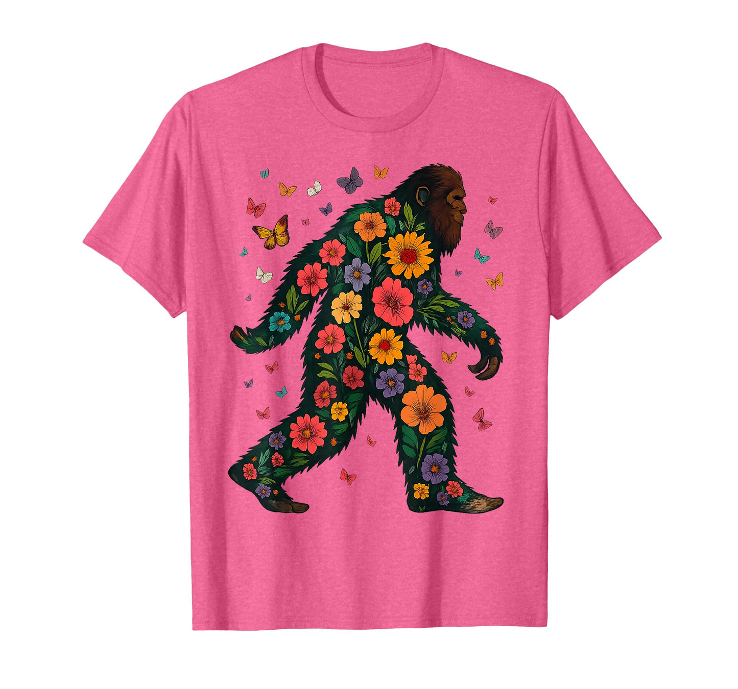 Floral Bigfoot Sasquatch Retro Colorful Flowers Gifts Funny T-Shirt
