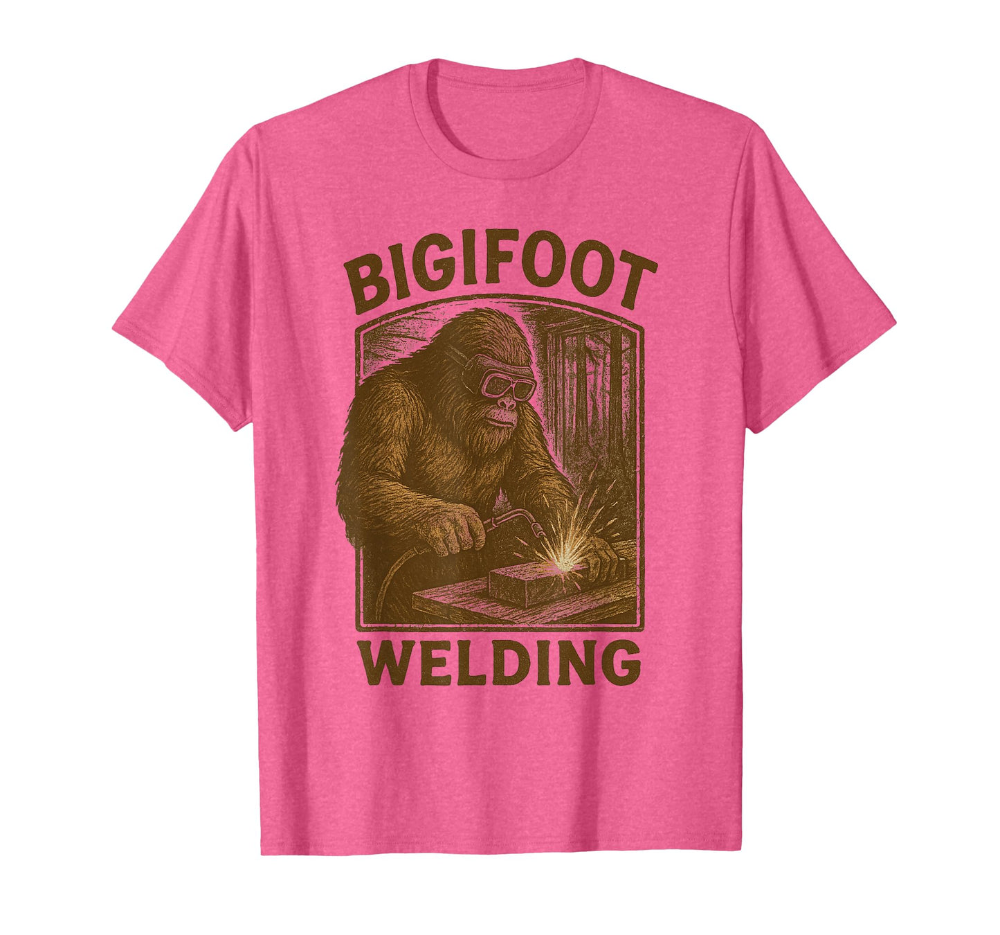 Funny Bigfoot Welding Funny Sasquatch Welder Graphic Cryptid T-Shirt