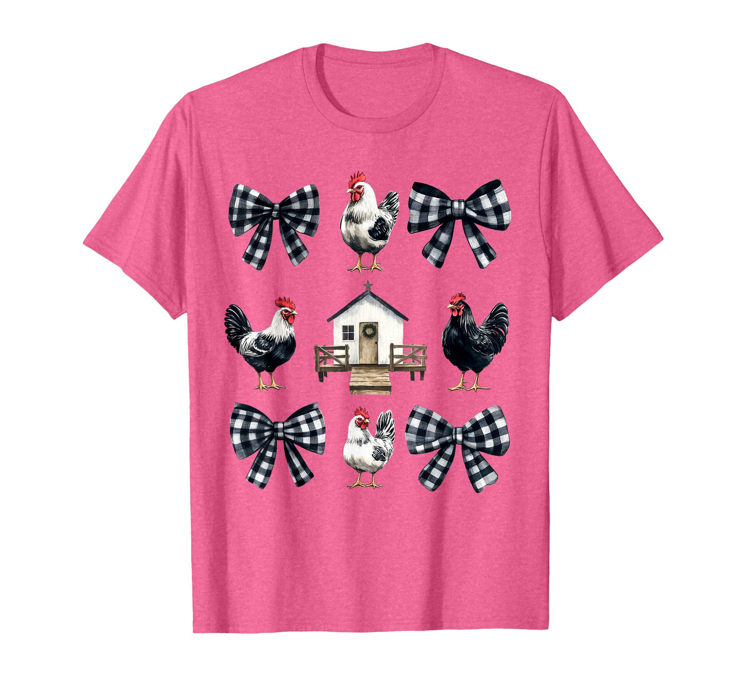 Chicken Farm Funny Aesthetic Bows Clothing Girly Womens Unisex-Kids Unisex-Adults T-Shirt Grey Small Chicken Coquette Bows Design Classic Fit