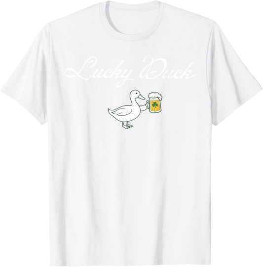 St Patrick's Day Lucky Duck Saint Paddy's Day Irish Beer T-Shirt T-Shirt - T-Shirt | White