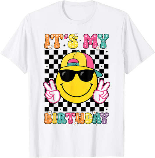 Groovy It's My Birthday Girls Women Teens Kid Bday Flower T-Shirt T-Shirt - T-Shirt | White