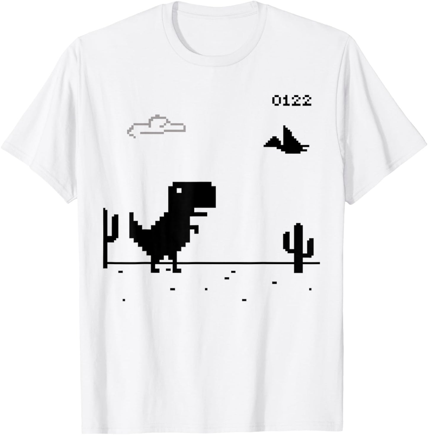 Dino T-Rex Dinosaur Pixel Game No Internet offline Funny Men T-Shirt