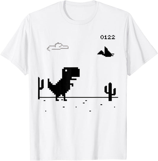 Dino T-Rex Dinosaur Pixel Game No Internet offline Funny Men T-Shirt