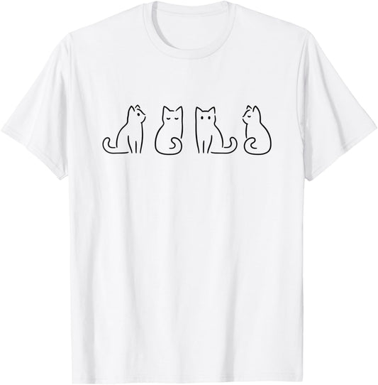 Cat Poses Cat Lover Minimalist Art T-Shirt
