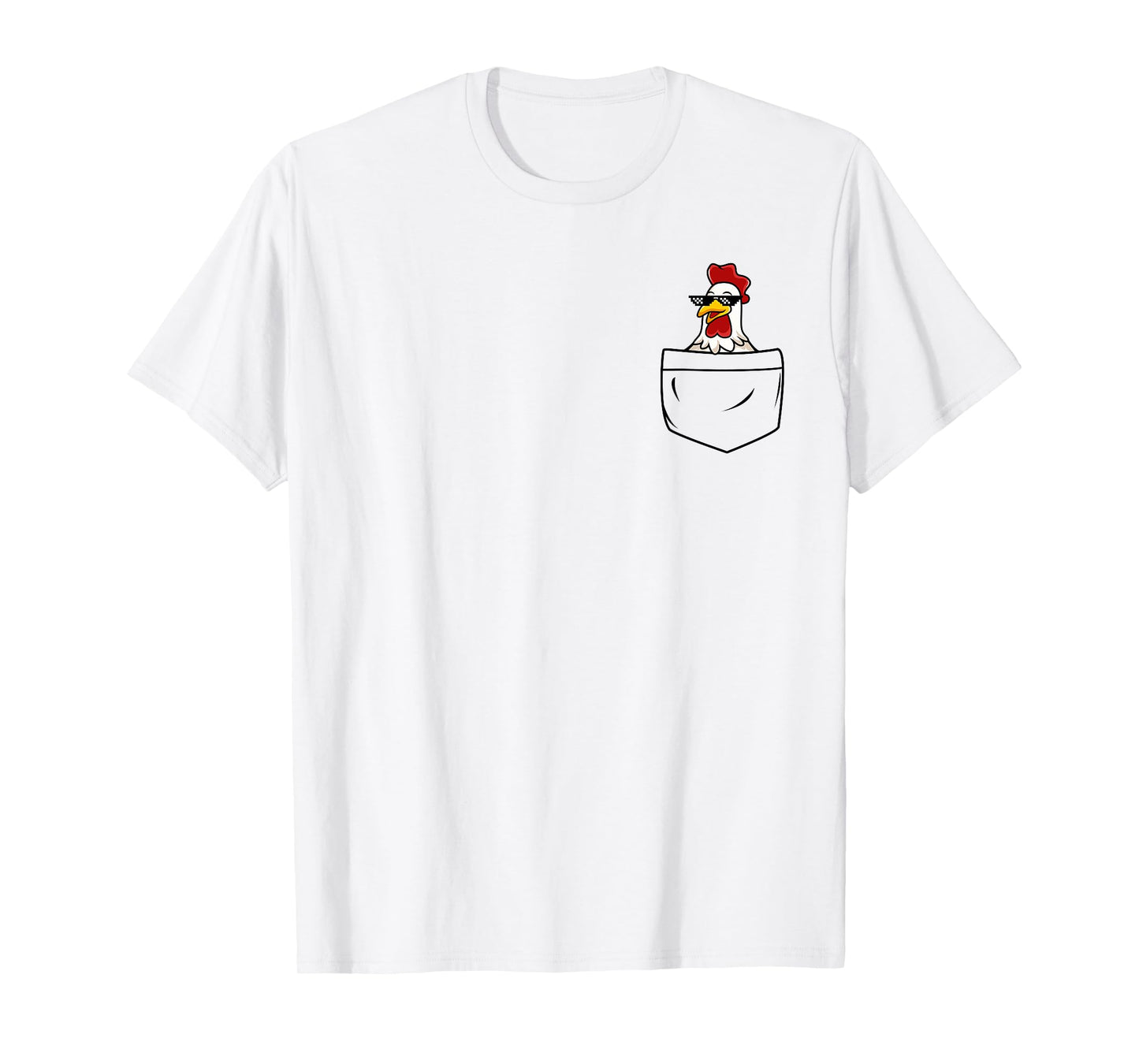 Cool Chicken Hen Rooster in Pocket with Meme Sunglasses T-Shirt
