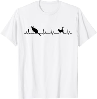 Heartbeat Cat Lover Cute Cat Animal T-Shirt for Men Women Kids