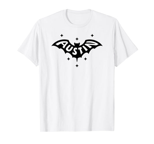 AUSTIN BAT - Austin TX Bat Logo W. Stars Two Tone Design T-Shirt