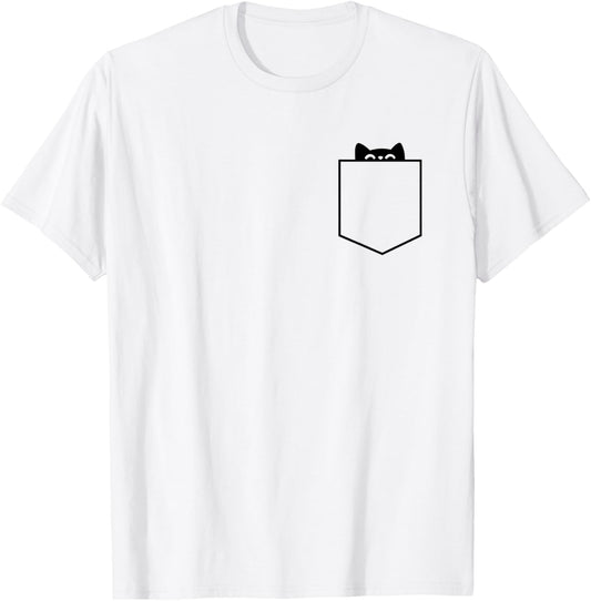MInimalist Cat In Pocket, Funny Cat In Pocket, Cat T-Shirt
