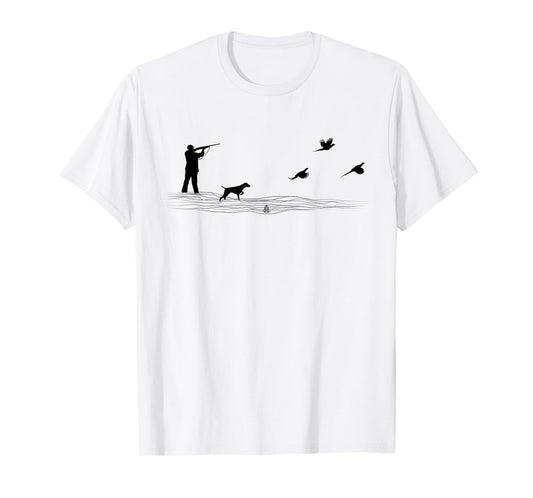 Ringneck Pheasant Hunters Upland Bird Hunting Dog Graphic T-Shirt for Men