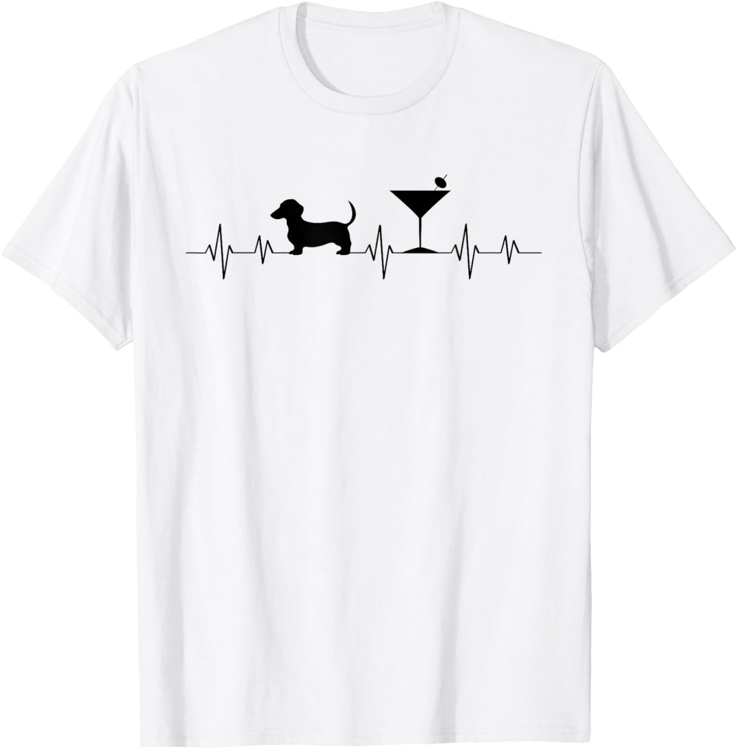 Weenies Martinis EKG Heartbeat Love Vintage Dachshund T-Shirt