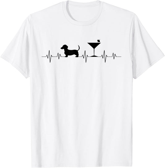 Weenies Martinis EKG Heartbeat Love Vintage Dachshund T-Shirt