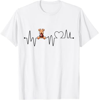 Airedale Terrier Heartbeat - Men Women Kids Airedale Lover T-Shirt