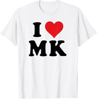 I Heart MK Initials I Love M.K. First And Last Name M K T-Shirt