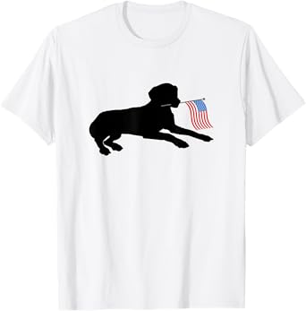 Black Lab Dog Holding July 4th Patriotic USA Flag T-Shirt T-Shirt